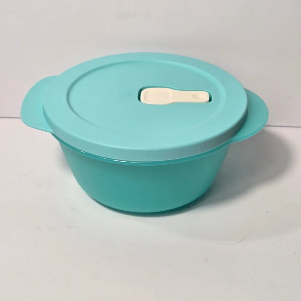 Tupperware CrystalWave 800ml 3.5 Cup Microwave Bowl Vented Lid Teal 2647C-4